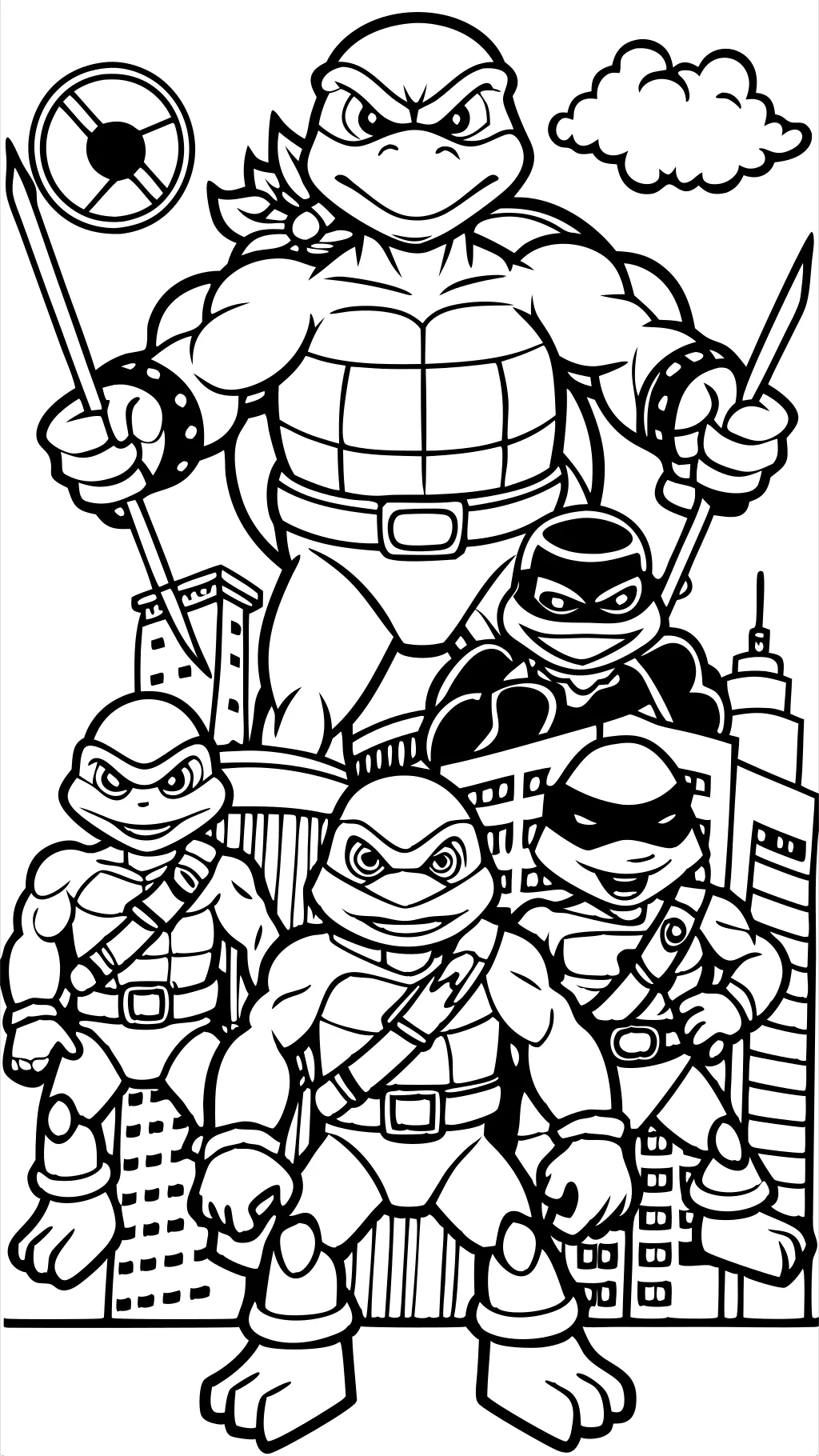 Páginas para colorear de tortugas de ninja mutantes adolescentes imprimibles